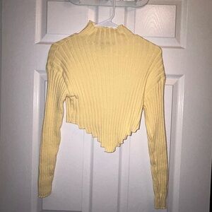 Yellow Ribbed Knit Women's Top